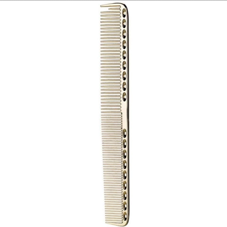 Grzebień metalowy fryzjerski duży złoty