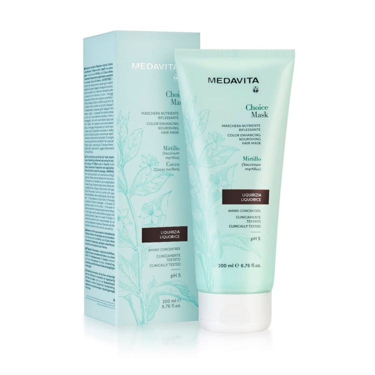 Medavita Choice Glowing Mask Liquirizia Licorice koloryzująca maska do włosów neutralizująca i chłodząca odcienie brunetek lukrecja 200ml