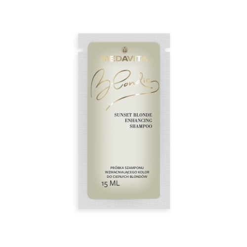Medavita Blondie Sunset Blonde Enhancing Shampoo profesjonalny szampon ożywiający miodowe i ciepłe odcienie blond saszetka próbka 15ml