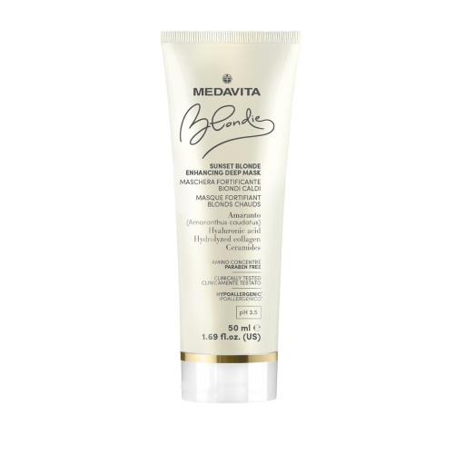 Medavita Blondie Sunset Blonde Enhancing Deep Mask profesjonalna głęboko odbudowująca maska ożywiająca miodowe i ciepłe odcienie blond wersja podróżna 50ml