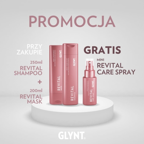 Glynt Revital Set zestaw regenerujący do włosów farbowanych i zniszczonych szampon 250ml + maska 200ml + spray 150ml gratis