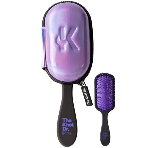 The Knot Dr. The Pro Purple – profesjonalna szczotka do rozczesywania włosów fioletowa z holograficznym etui
