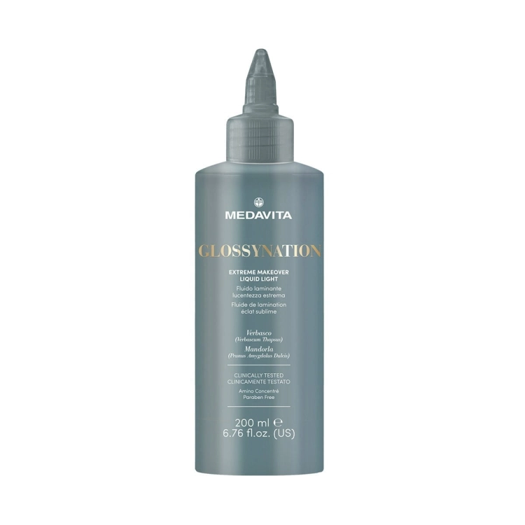 Medavita Glossynation Extreme Makeover Liquid Light – wygładzająca woda lamelarna nadająca efekt tafli 200ml