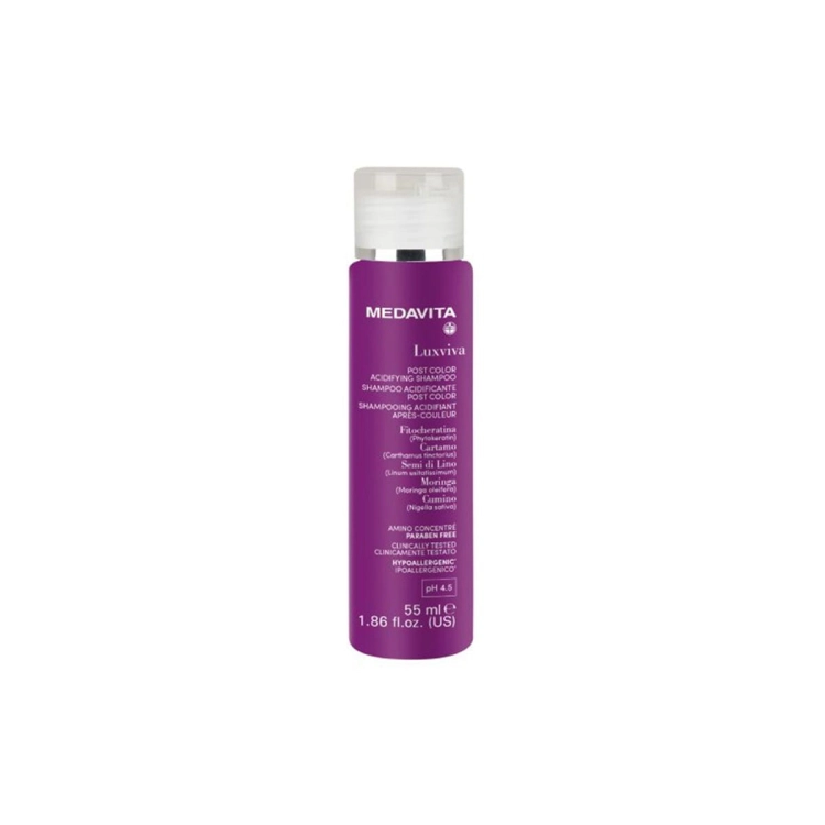 Medavita Luxviva Acidificante Post Color Shampoo – profesjonalny szampon zakwaszający do włosów farbowanych 55ml (Travel Size)