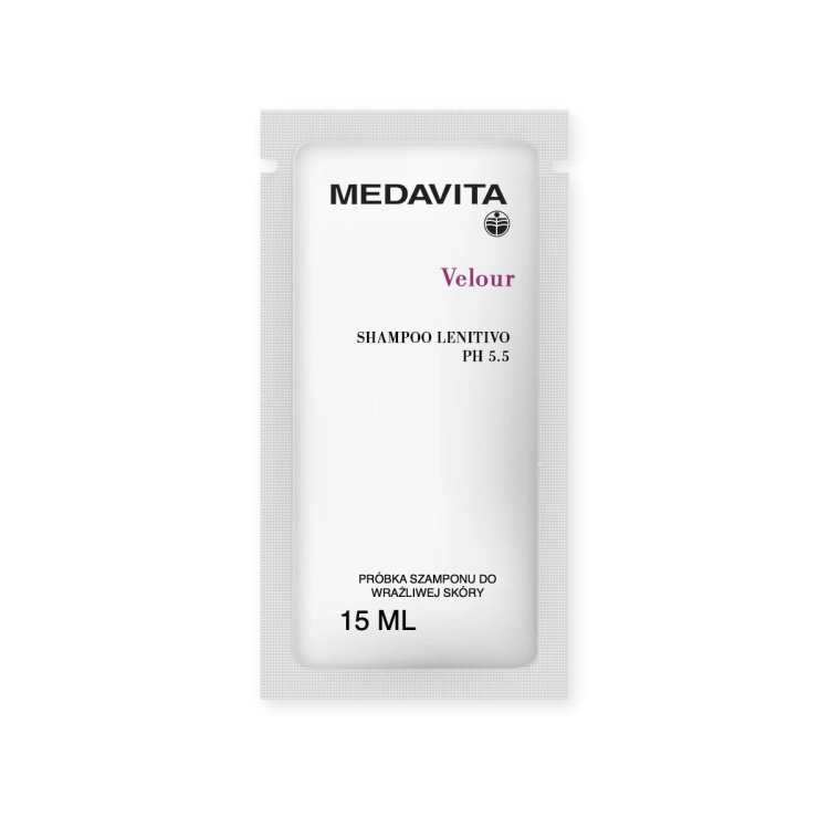 Medavita Velour Shampoo Lenitivo – łagodzący szampon do wrażliwej skóry głowy 15ml (próbka)
