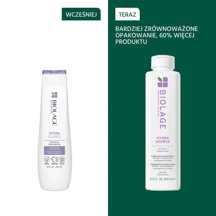 Biolage Hydra Source nawilżający szampon do włosów suchych 400ml