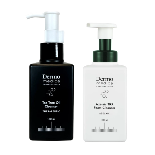 Dermomedica Zestaw Tea Tree Oil Cleanser 150ml + Azelaic TRX Foam Cleanser 150ml – dwuetapowe oczyszczanie skóry problematycznej