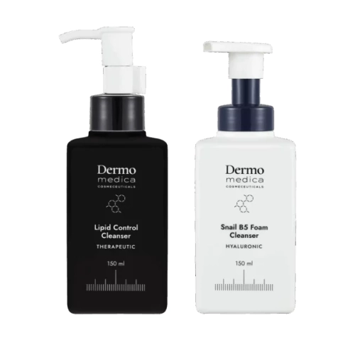 DERMOMEDICA Zestaw Lipid Control Cleanser 150 ml + Snail Foam Cleanser 150 ml – dwuetapowe oczyszczanie skóry