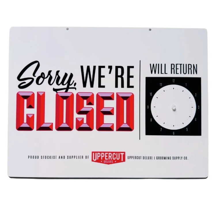 Uppercut Deluxe Open / Closed Sign with Clock – tabliczka na drzwi open closed z zegarem
