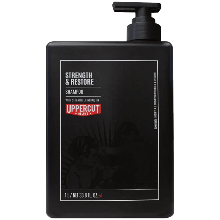 Uppercut Deluxe Strength &amp; Restore Shampoo 1000 ml – szampon z biotyną i kofeiną wzmacniający włosy