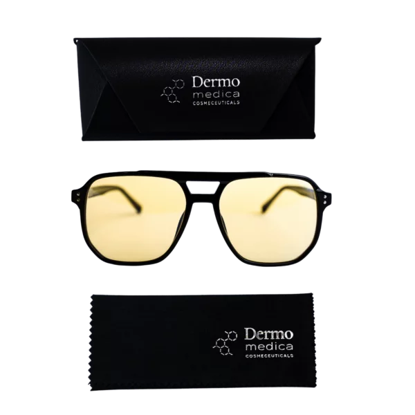 Dermomedica Yellow Trendy – okulary z żółtymi soczewkami filtrujące światło niebieskie i wspierające rytm dobowy