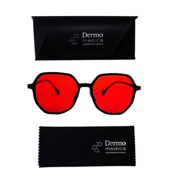 Dermomedica Red Cool – okulary z czerwonymi soczewkami blokujące światło niebieskie HEV i wspierające sen