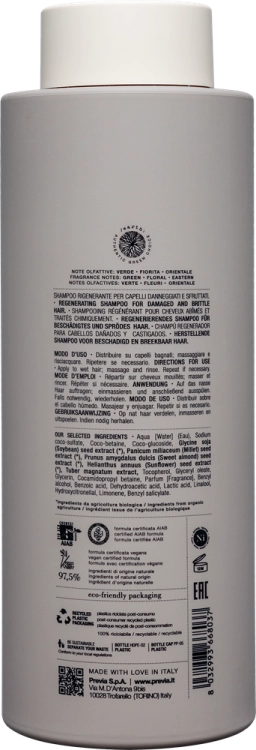 Previa Reconstruct Regenerating Shampoo Szampon z Białą Truflą do Włosów Zniszczonych 1000ml Odbudowa i Regeneracja