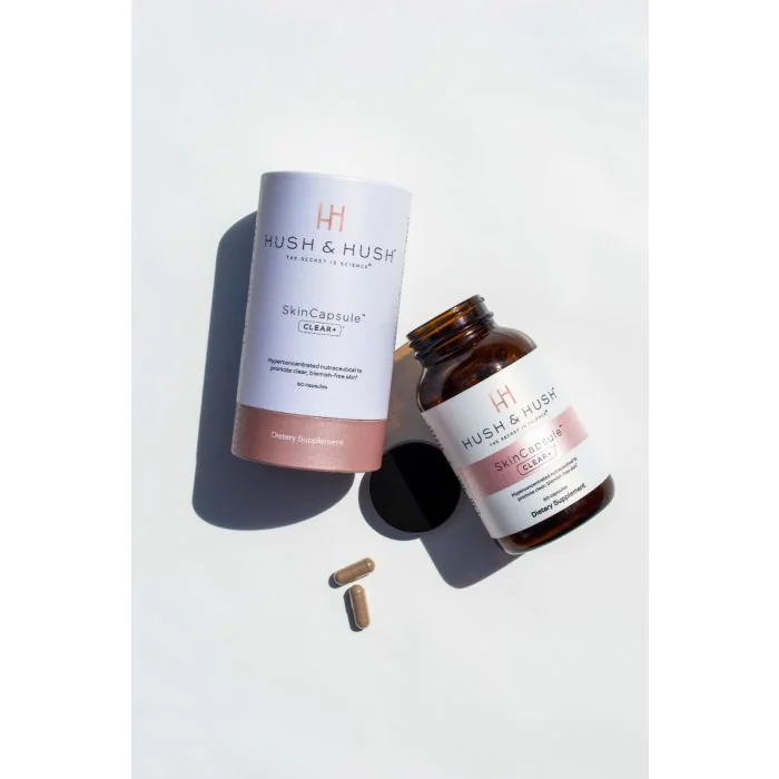 Hush &amp; Hush SkinCapsule CLEAR+ Suplement na Trądzik Wegański Wsparcie Skóry 60 kapsułek