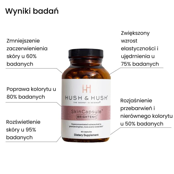 Hush &amp; Hush SkinCapsule BRIGHTEN+ Suplement na Przebarwienia Wegański Rozjaśnienie Skóry 60 kapsułek