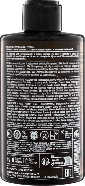 Previa Extra Life E4.02 Szampon Przeciw Łupieżowi Tłustemu Oczyszczający 350ml