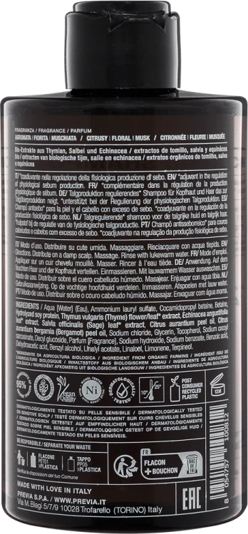 PREVIA  Extra Life E6.02 Szampon seboregulujący do tłustej skóry głowy 350ml
