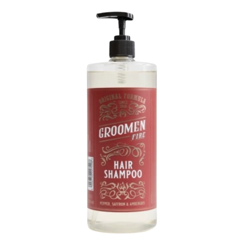 Groomen Fire Szampon do Włosów 1000 ml – szampon barberski z szałwią i ekstraktem z soi