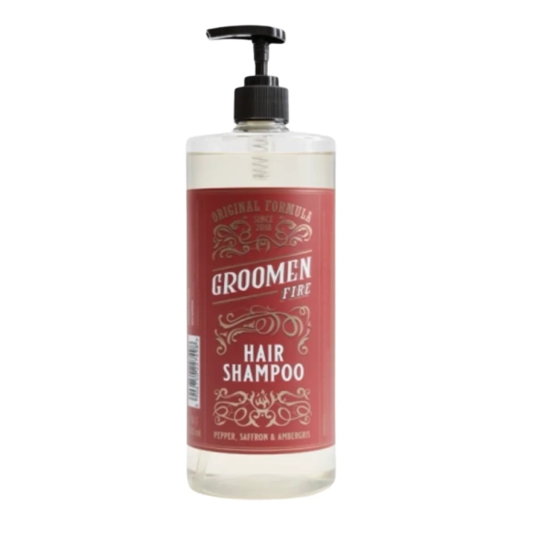 Groomen Fire Szampon do Włosów 1000 ml – szampon barberski z szałwią i ekstraktem z soi