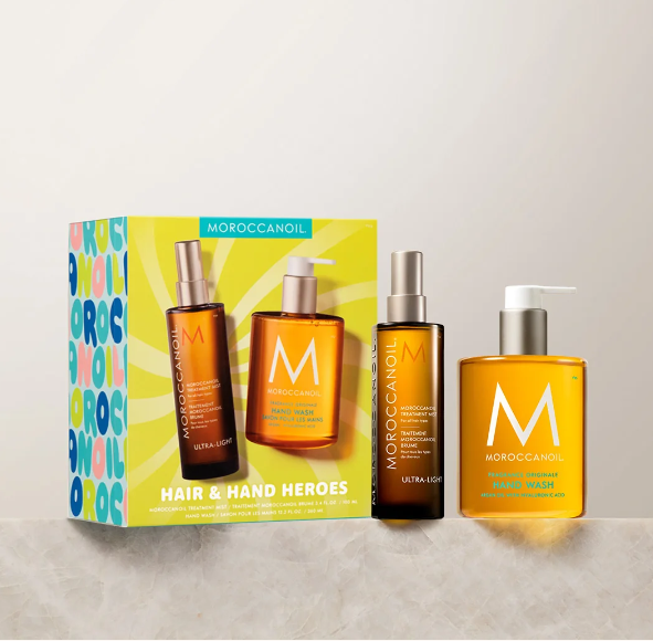 Moroccanoil Hair &amp; Hand Heroes Set Mist – zestaw do pielęgnacji włosów i dłoni, mgiełka 100 ml + mydło 360 ml
