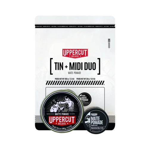 Uppercut Deluxe Tin Duo Matte Pomade 100 g + 30 g – zestaw prezentowy z matową pomadą do włosów