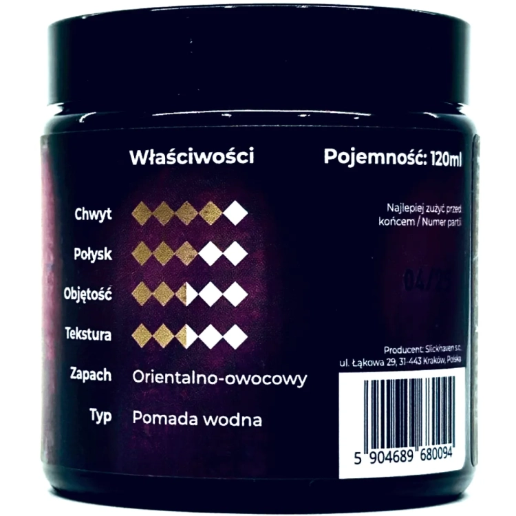 Slickhaven Grand Bishop 120 ml – wodna pomada do włosów, mocne utrwalenie, naturalny połysk i zapach orientalno-owocowy