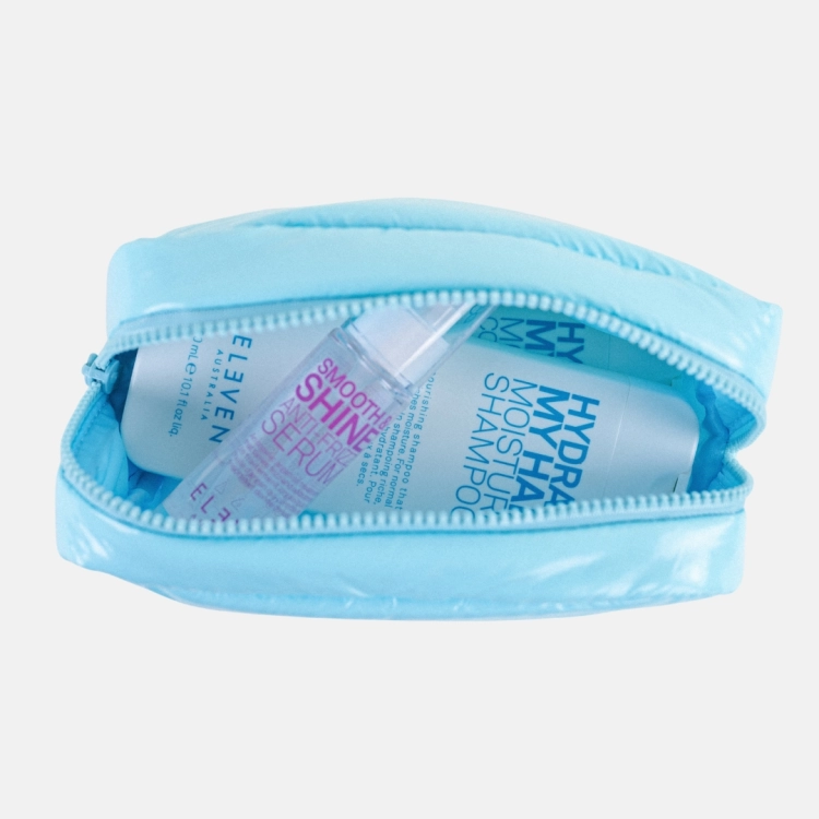 ELEVEN Australia Cloud Holiday Hydrate Trio – zestaw nawilżający do włosów - Szampon 300 ml, odżywka 300 ml, serum wygładzające i kosmetyczka Cloud Bag