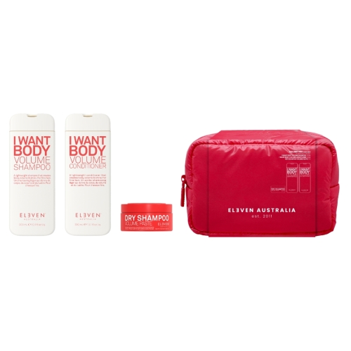 ELEVEN Australia Cloud Holiday Volume Trio – zestaw zwiększający objętość włosów cienkich i delikatnych z szamponem odżywką pastą stylizującą i kosmetyczką Cloud Bag