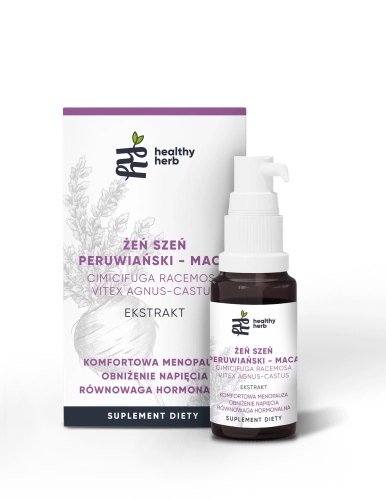 Healthy Herb Żeń-Szeń Peruwiański Maca 30 ml – adaptogeny dla kobiet z pluskwicą groniastą i niepokalankiem w kroplach