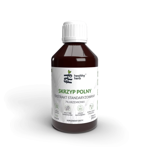 Healthy Herb Skrzyp Polny 250 ml – ekstrakt 4:1 standaryzowany na 7% krzemionki 70 mg z sokiem malinowym