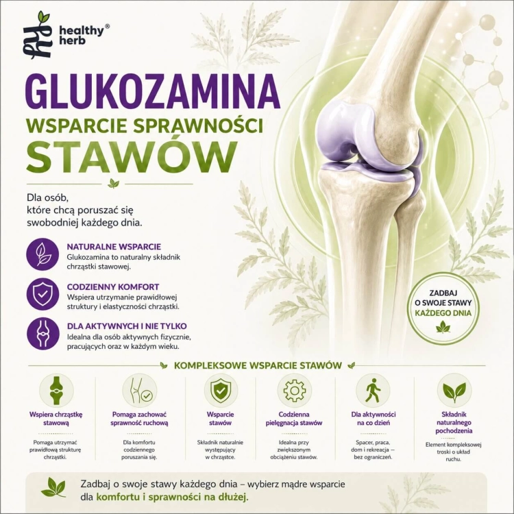 Healthy Herb Stawy i Tkanka Łączna 150 g – glukozamina 1500 mg MSM 1500 mg chondroityna 800 mg z witaminą C